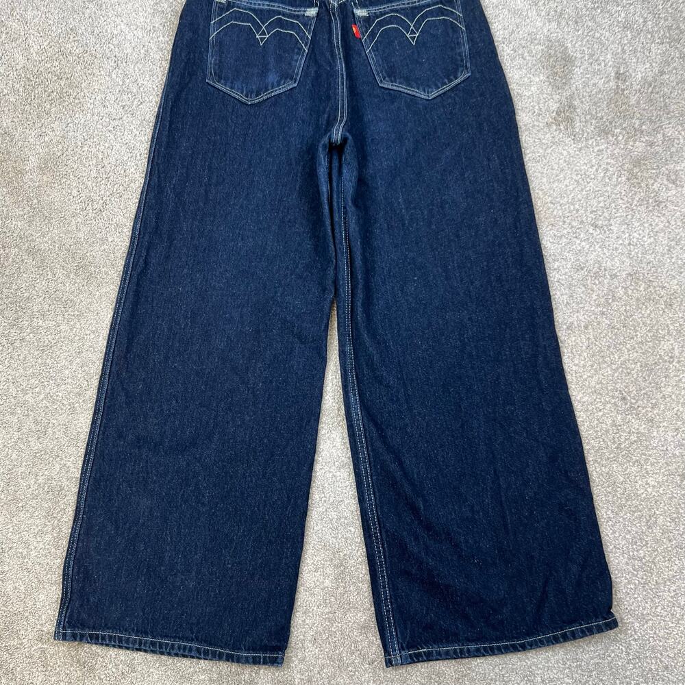 Levi's Red Positively Superior Wide Leg Loose Dark Wash Belted Jeans (Sz 28) - Picture 4 of 16